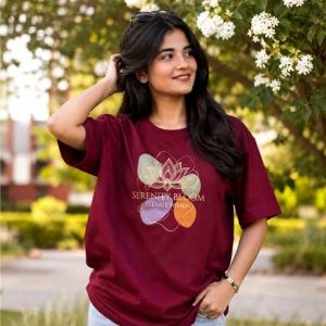 Serenity Bloom Elevate Within Lotus Artwork Oversized T-Shirt