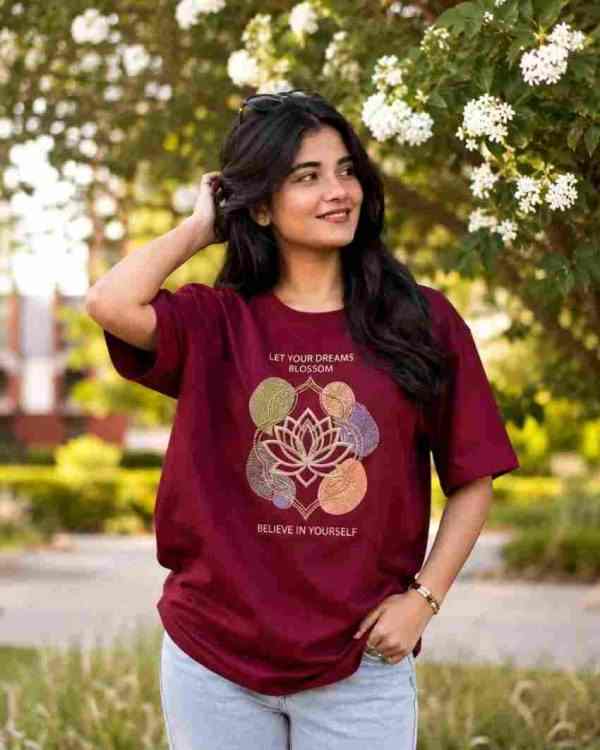 Dreams Blossom Mandala Lotus Oversized T-Shirt