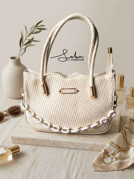 Beige Stylish PU Leather Top Handle Handbag