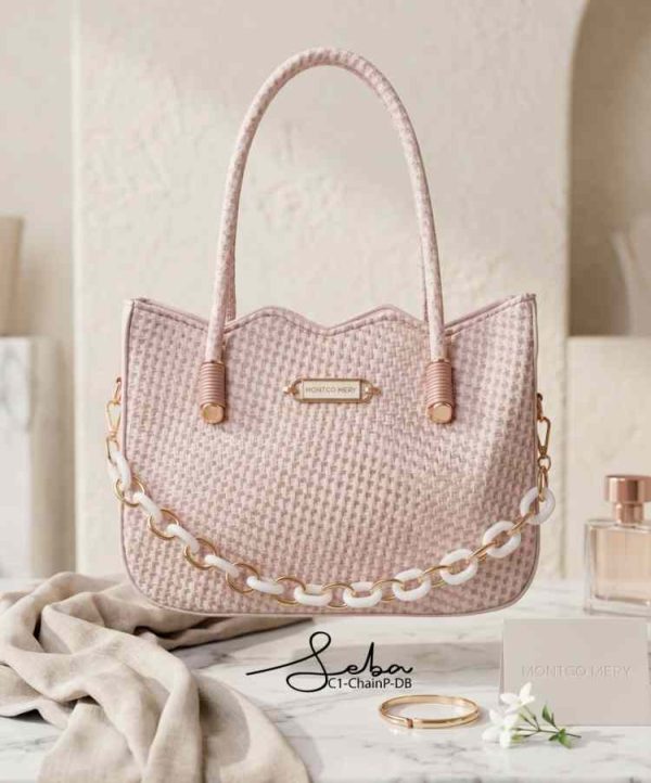 Pink Stylish PU Leather Top Handle Handbag