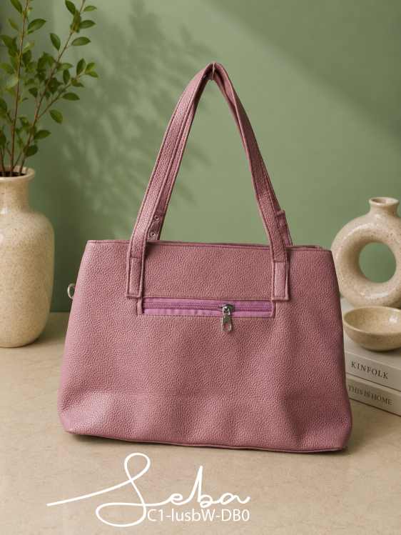 Mauve Structured Top Handle Tote Bag