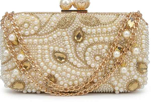Ivory Pearl & Crystal Clutch