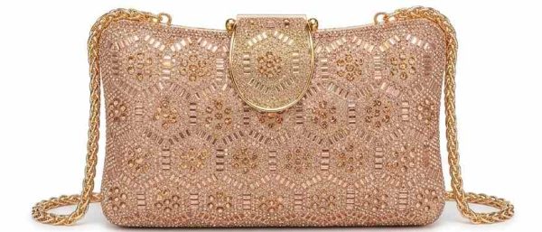 Rose Gold Baguette Crystal Clutch