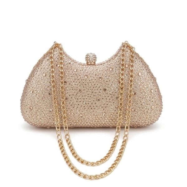 Rhinestone-Embellished Chain Clutch