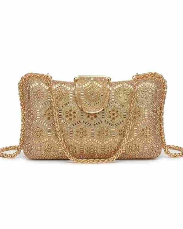 Floral Crystal Frame Clutch