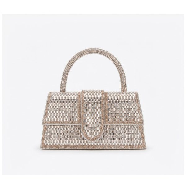 Crystal-Woven Trapezoid Top-Handle Bag