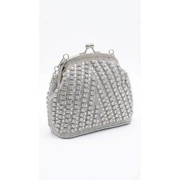 Crystal-Grid Kiss-Lock Evening Bag