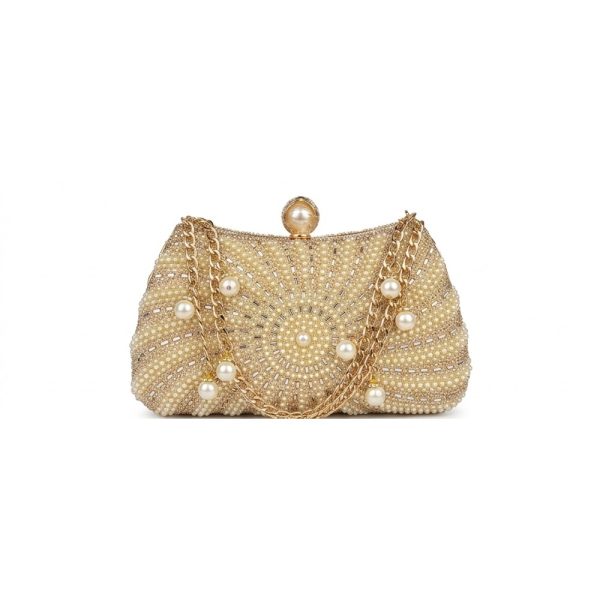 Pearl Fan-Motif Chain Clutch