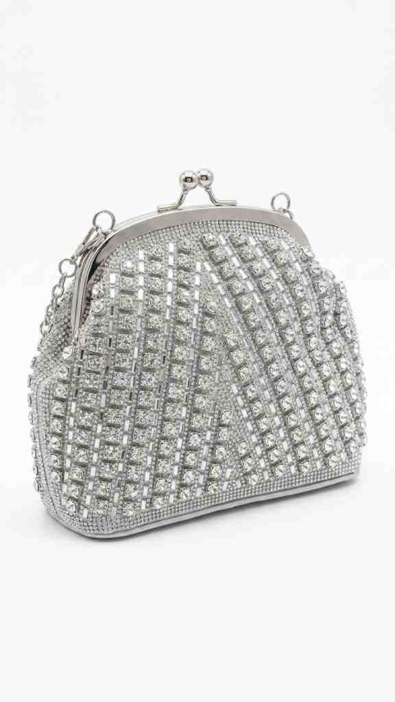 Silver Domed Crystal Clutch
