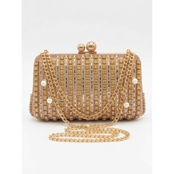 Crystal Pearl-Chain Box Clutch