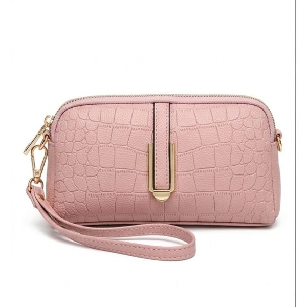 Croc-Embossed Wristlet Pouch