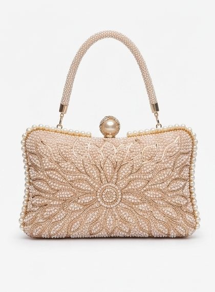 Blush Sunflower Pearl Clutch