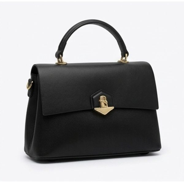 Hexagonal Lock Top-Handle Bag