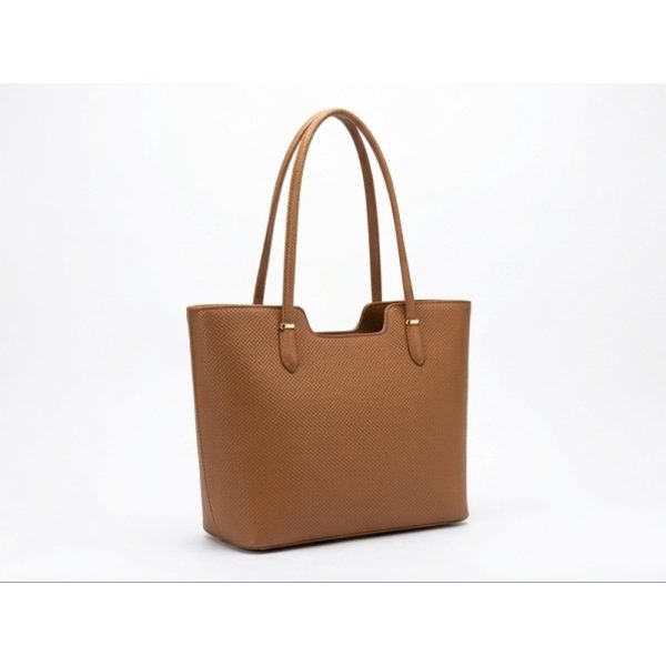 Textured Open-Top Tote Bag