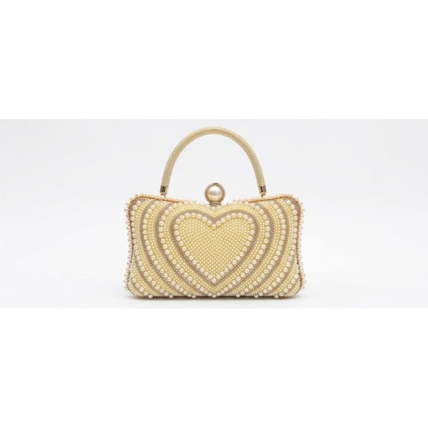 Pearl Heart-Motif Box Clutch