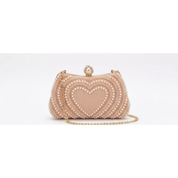 Pearl Heart-Motif Chain Clutch