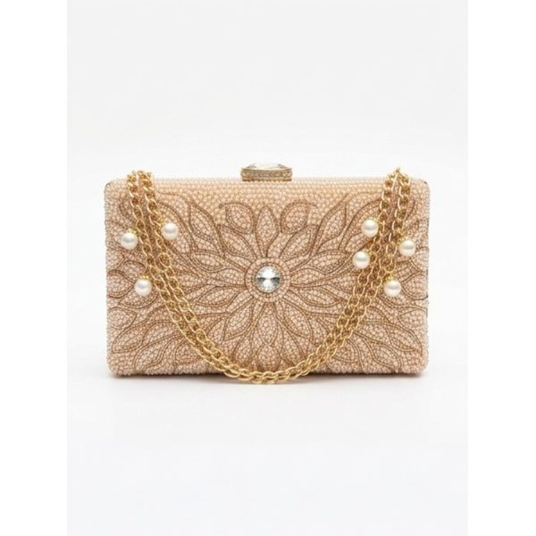 Pearl-Drop Sunflower Box Clutch