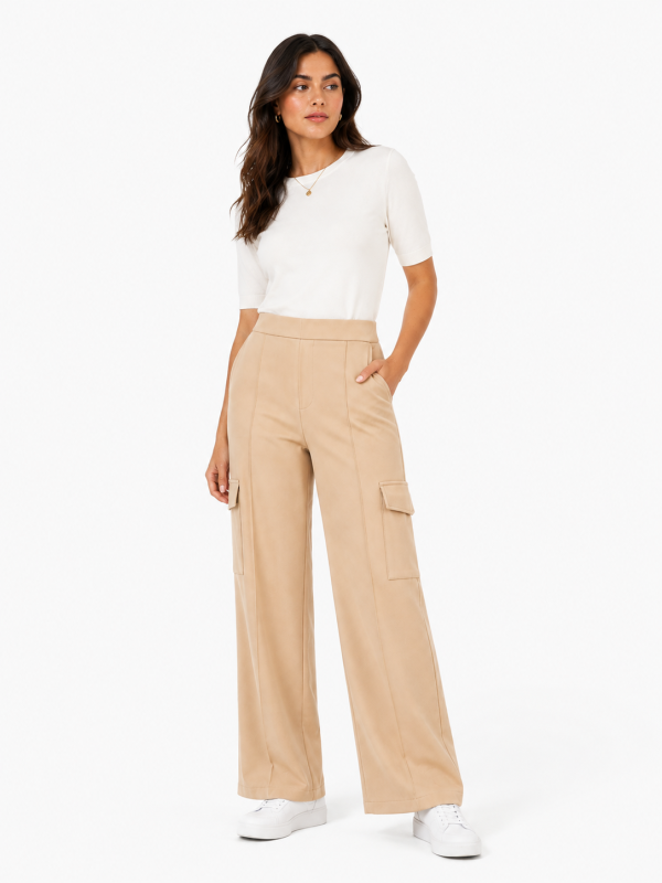 Beige Baggy Cargo Pants