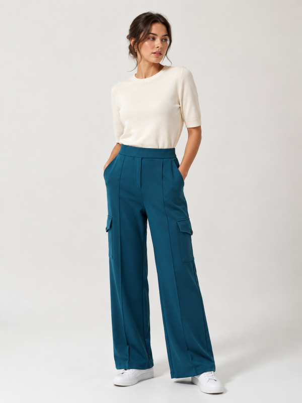 Teal Baggy Cargo Pants