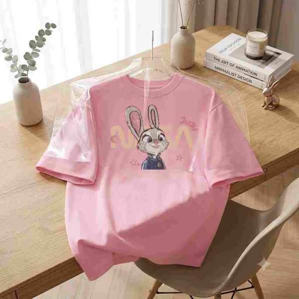 Pink 'NASA Judy' Bunny Character Print T-Shirt