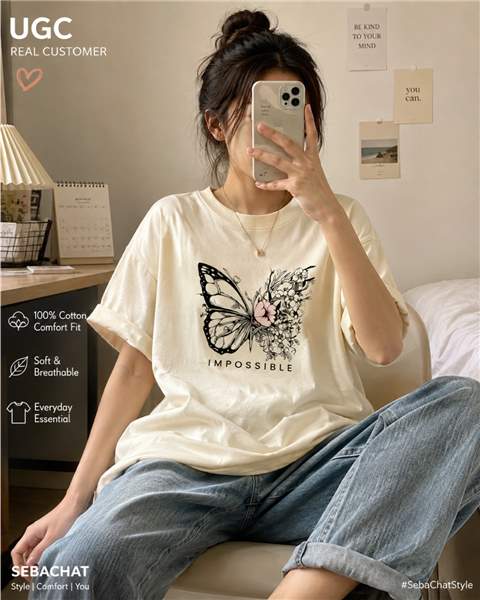 Impossible Butterfly Print Oversized T-Shirt