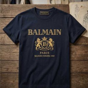 Balmain Paris Gold Crest Logo T-Shirt