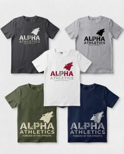 ALPHA ATHLETICS WOLF LOGO GRAPHIC T-SHIRT – 5 PIECES COMBO! 🐺 (FREE DELIVERY)