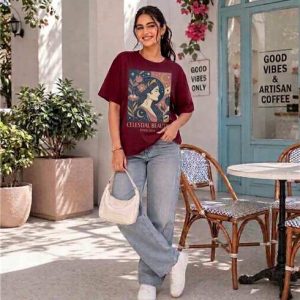 Celestial Muse Moon & Stars Graphic T-Shirt