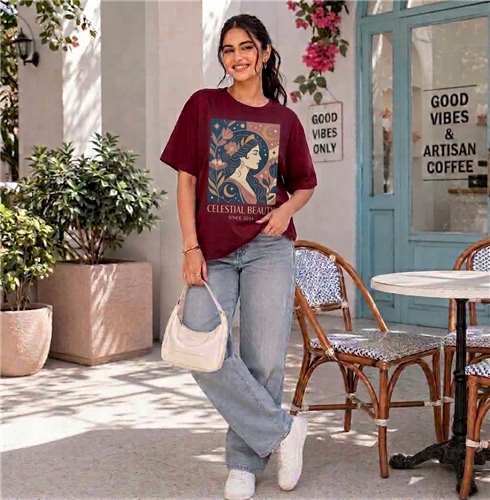 Celestial Muse Moon & Stars Graphic T-Shirt