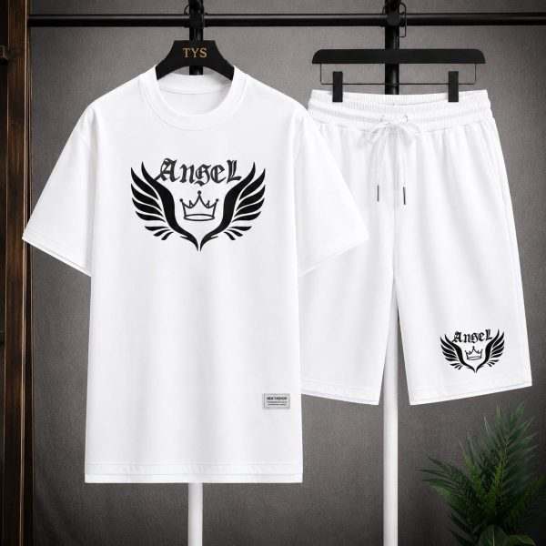 Angel Wings Crown White T-Shirt & Short Set