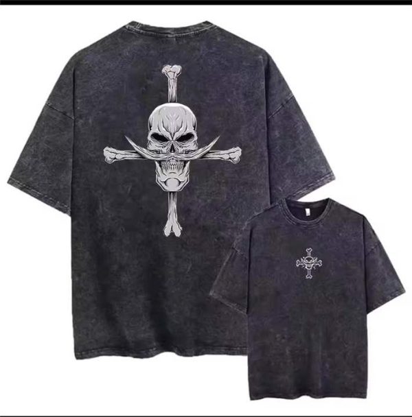 Whitebeard Skull Cross acid wash drop shoulder t-shirt - Black - SebaChat