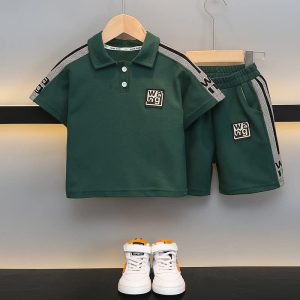 Baby Polo Shirt and Pant Set - Green & Blue/Yellow