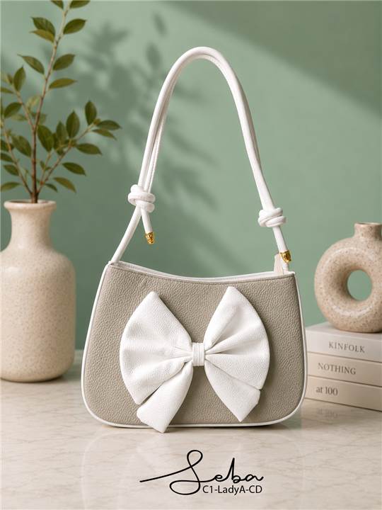 Bow front shoulder bag - Grey - SebaChat