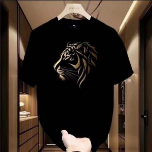 Golden Tiger Face T-Shirt - Black - SebaChat