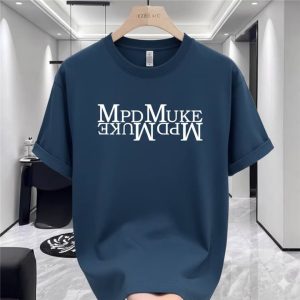 Mirror Text Graphic T-Shirt - Blue - SebaChat