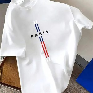 Paris Vertical Stripe T-Shirt - White - SebaChat