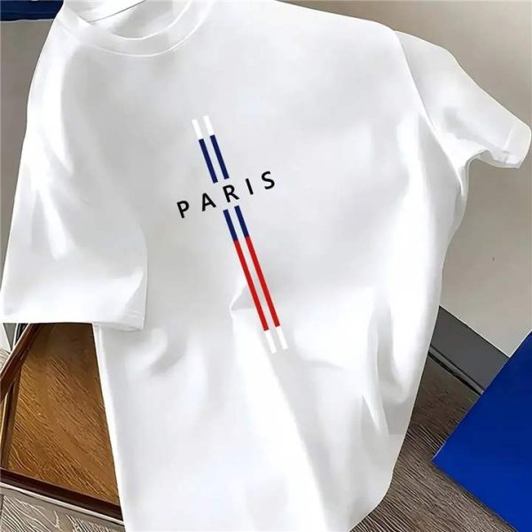 Paris Vertical Stripe T-Shirt - White - SebaChat