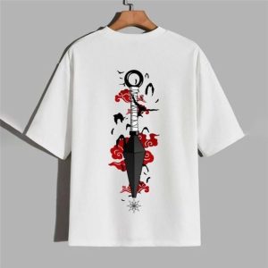 Red Flower Warrior Graphic T-Shirt - White - SebaChat
