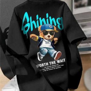 Shining Bear Worth The Wait T-Shirt - Black - SebaChat