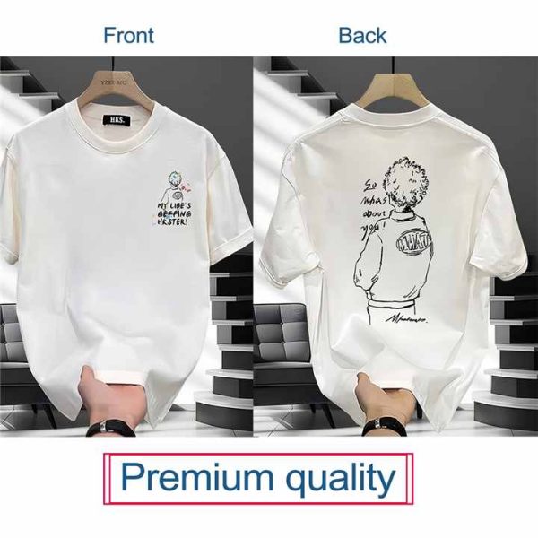 Sketch Girl Line Art T-Shirt - White - SebaChat