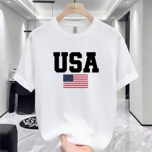 USA Flag Text T-Shirt