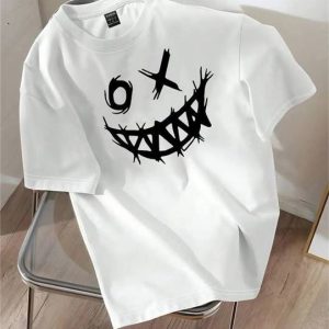 X Smile Face T-Shirt - White - SebaChat