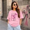 Smile Every Day Cat Print Oversized T-Shirt