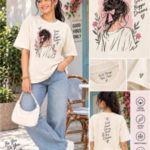 Blooming Grace Floral Girl Graphic T-Shirt