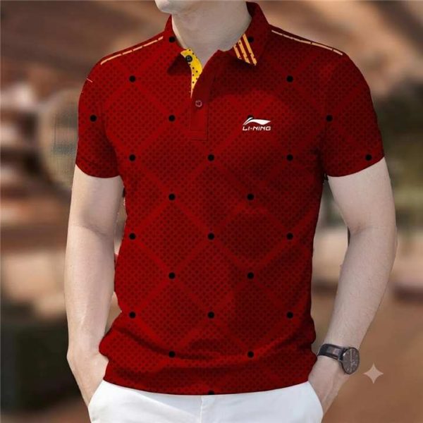 Diamond dot print polo shirt - Red - SebaChat
