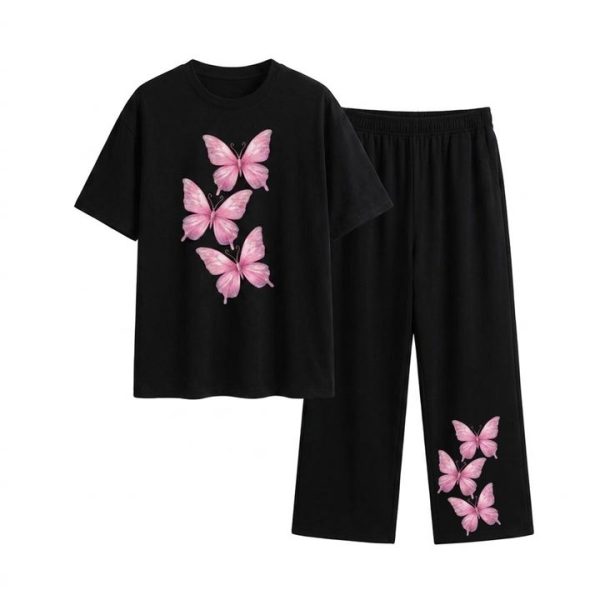 Butterfly Trio Palazzo Set – Black - SebaChat