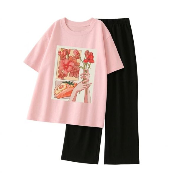 Floral Breakfast Palazzo Set – Pink - SebaChat