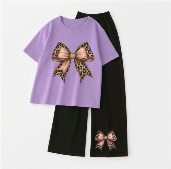 Leopard Bow Palazzo Set – Purple - SebaChat