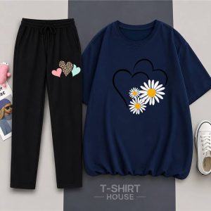 Heart daisy palazzo set navy - SebaChat