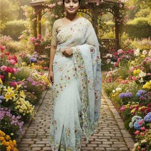 Floral Vine Garden Organza Saree